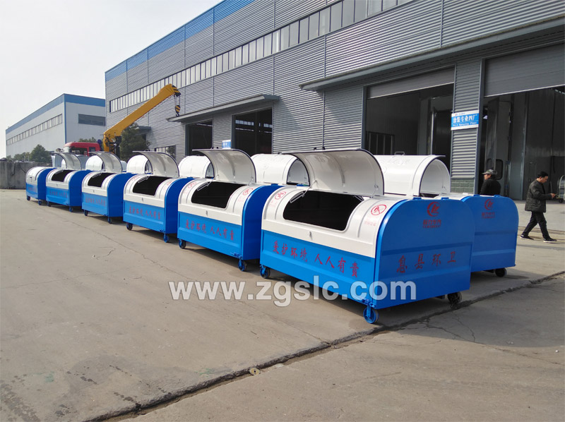 2019/9/4，息縣閣佳物業(yè)管理有限公司在程力集團(tuán)訂購3方勾臂垃圾箱，單號：56989